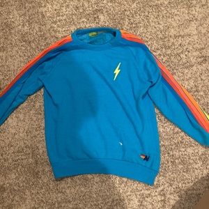 aviator nation bright blue crew size m ( little bleach stain)